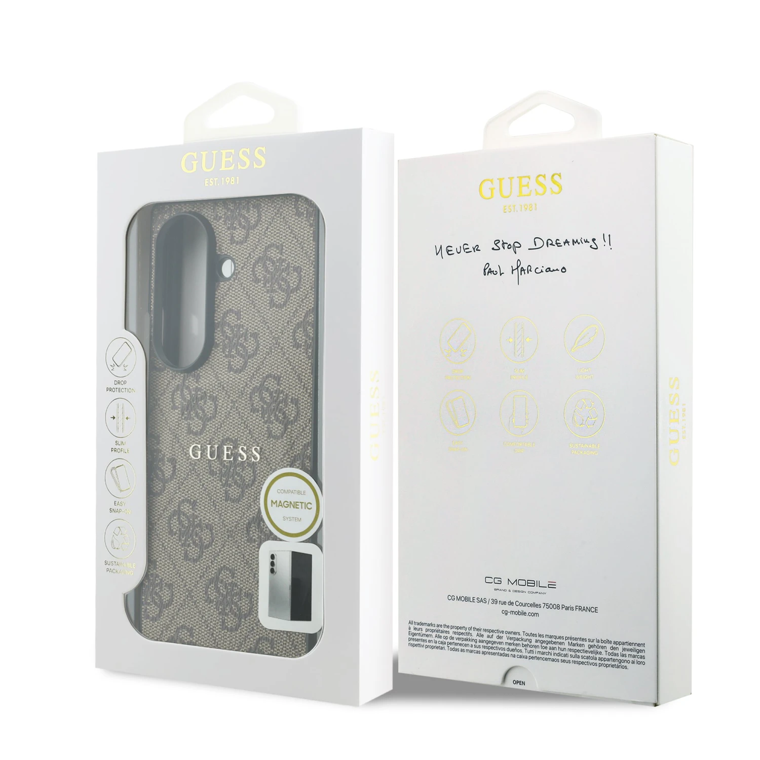 Guess PU Leather 4G Magnetic Zadní Kryt pro Samsung Galaxy Z Fold 8 Ultra Brown