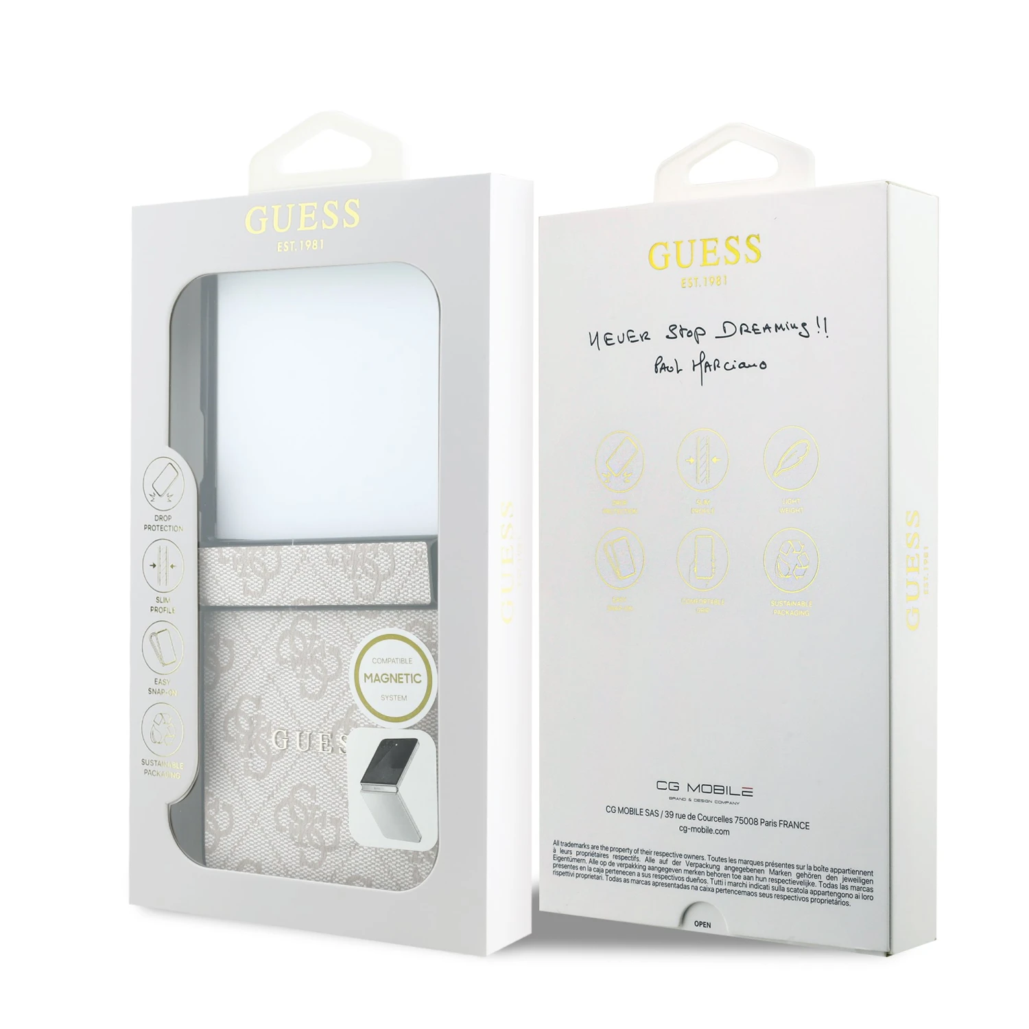 Guess PU Leather 4G Magnetic Zadní Kryt pro Samsung Galaxy Z Flip 8 Pink