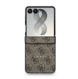 Guess PU Leather 4G Magnetic Zadní Kryt pro Samsung Galaxy Z Flip 8 Brown