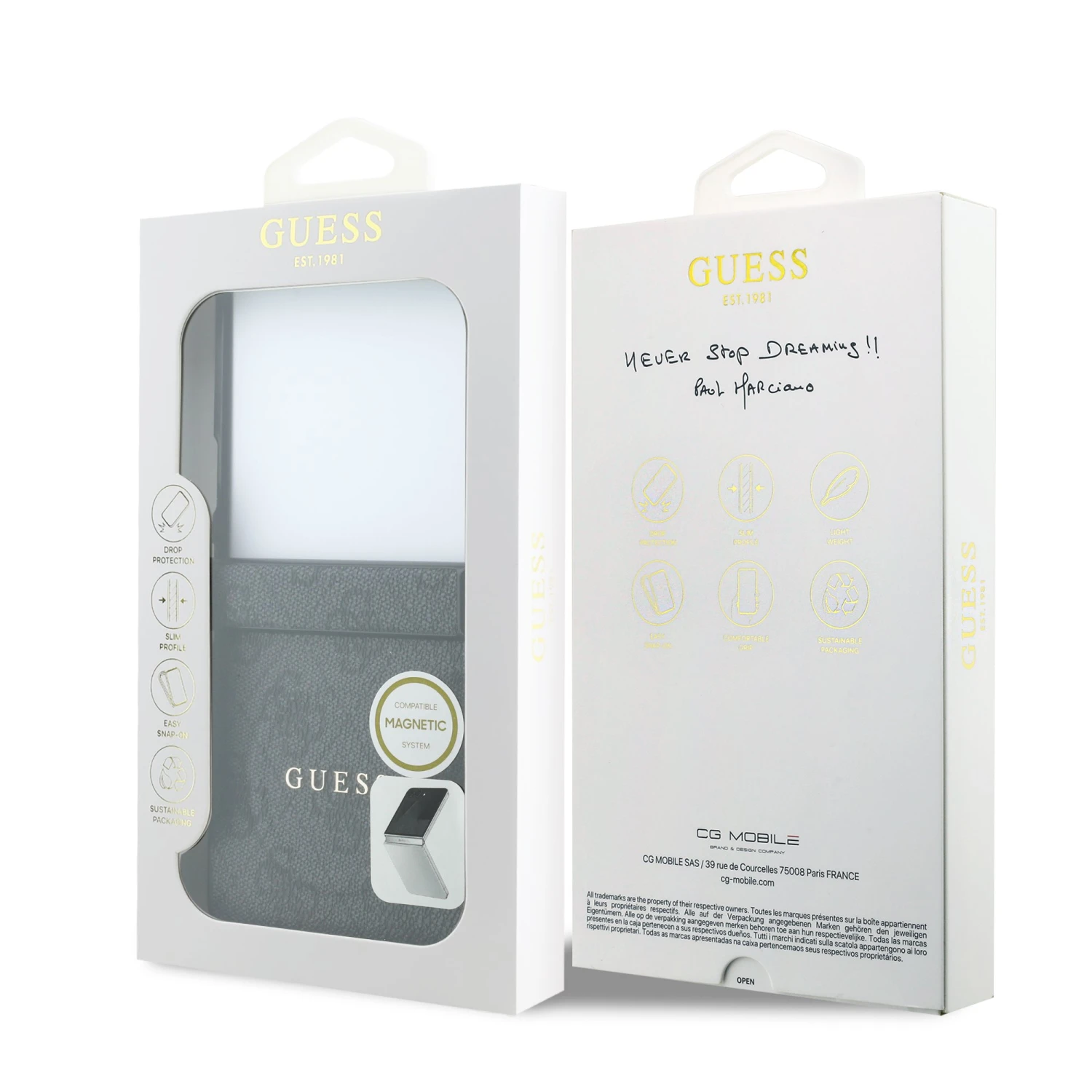 Guess PU Leather 4G Magnetic Zadní Kryt pro Samsung Galaxy Z Flip 8 Black