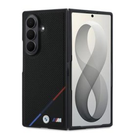 Zadní kryt BMW M PU Perforated Tricolor Stripe Magnetic pro Samsung Galaxy Z Fold8 Ultra, černá