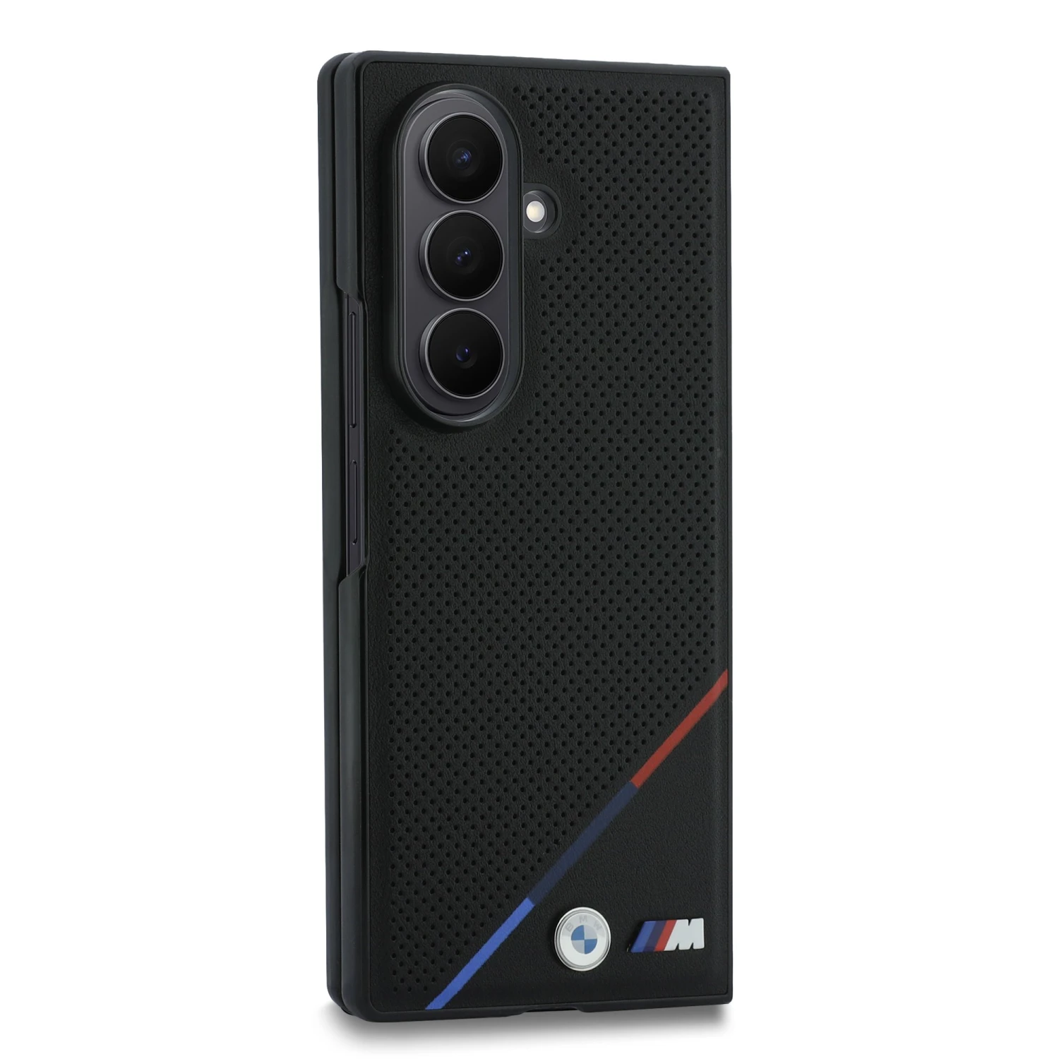 BMW M PU Perforated Tricolor Stripe Magnetic Zadní Kryt pro Samsung Galaxy Z Fold 8 Ultra Black
