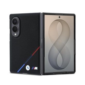 Zadní kryt BMW M PU Perforated Tricolor Stripe Magnetic pro Samsung Galaxy Z Fold8, černá