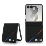 Zadní kryt BMW M PU Perforated Tricolor Stripe Magnetic pro Samsung Galaxy Z Flip8, černá