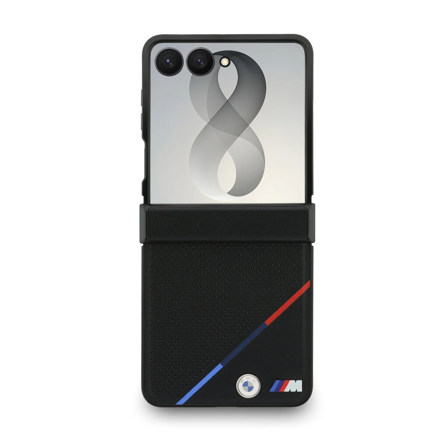 BMW M PU Perforated Tricolor Stripe Magnetic Zadní Kryt pro Samsung Galaxy Z Flip 8 Black