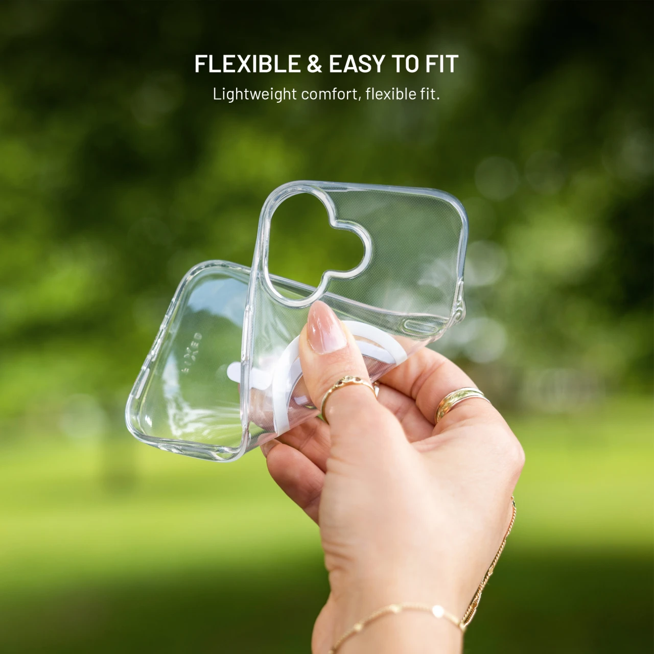TPU gelový kryt FIXED MagStory AntiUV s podporou MagSafe pro Apple iPhone 17, čirý