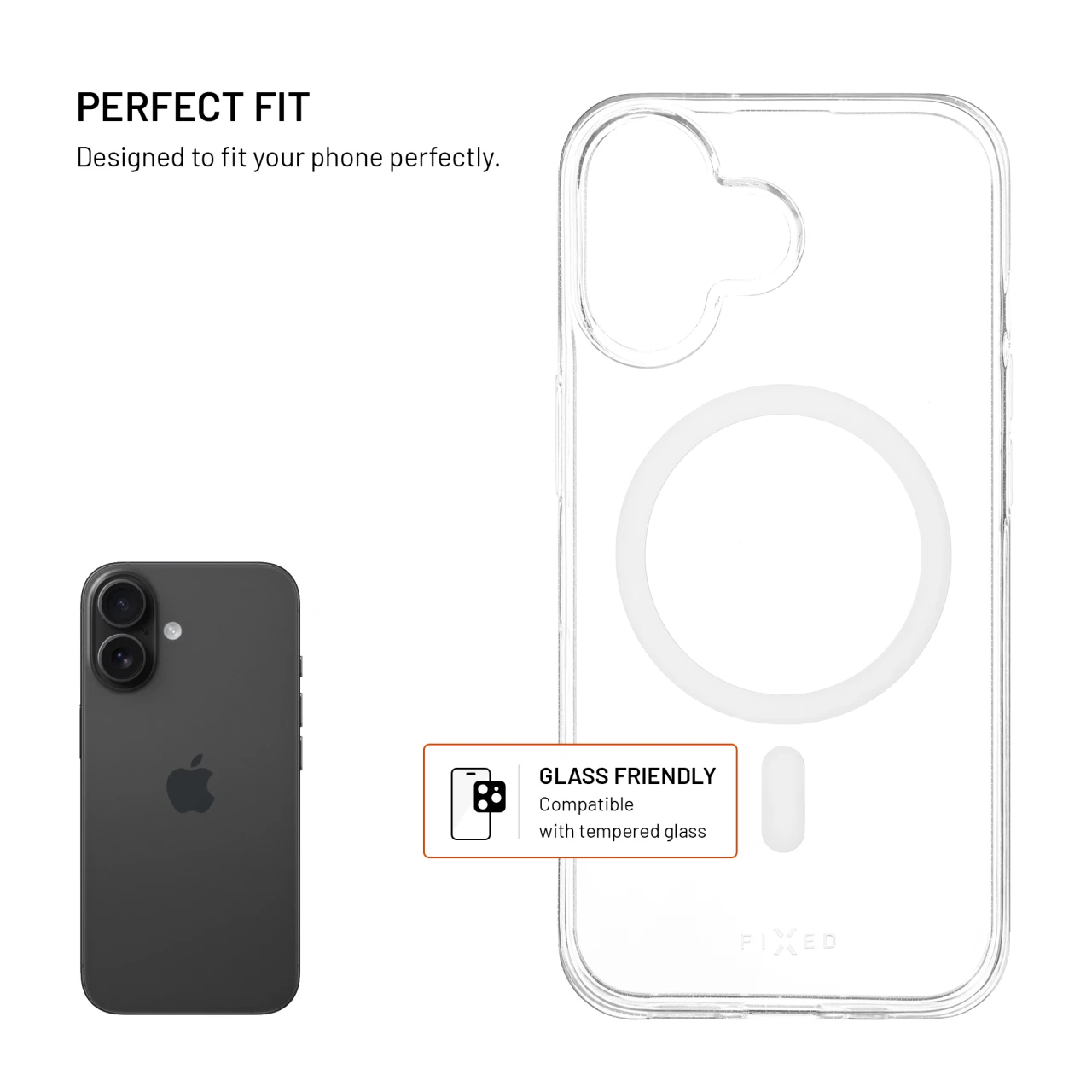 TPU gelový kryt FIXED MagStory AntiUV s podporou MagSafe pro Apple iPhone 16, čirý
