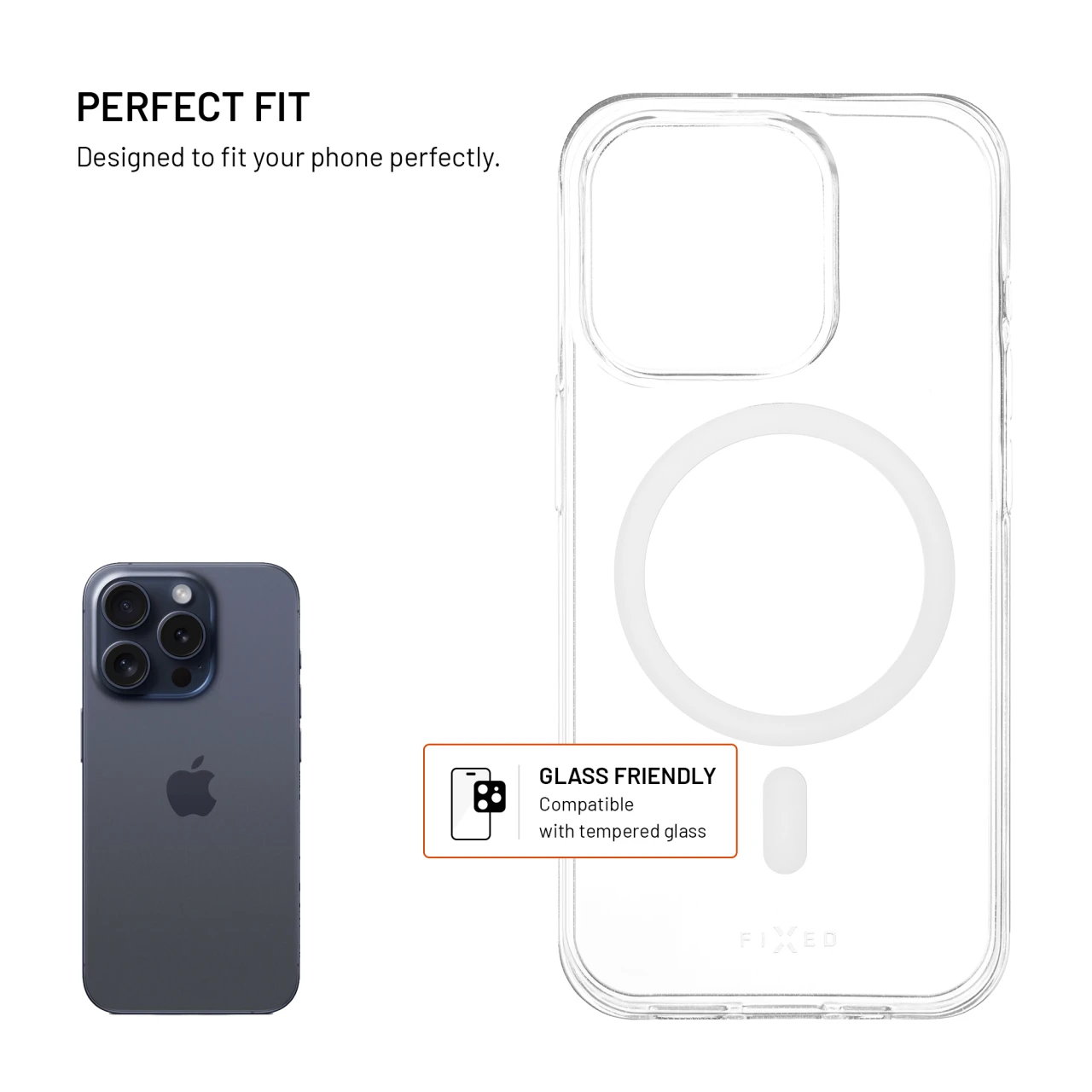 TPU gelový kryt FIXED MagStory AntiUV s podporou MagSafe pro Apple iPhone 15 Pro, čirý