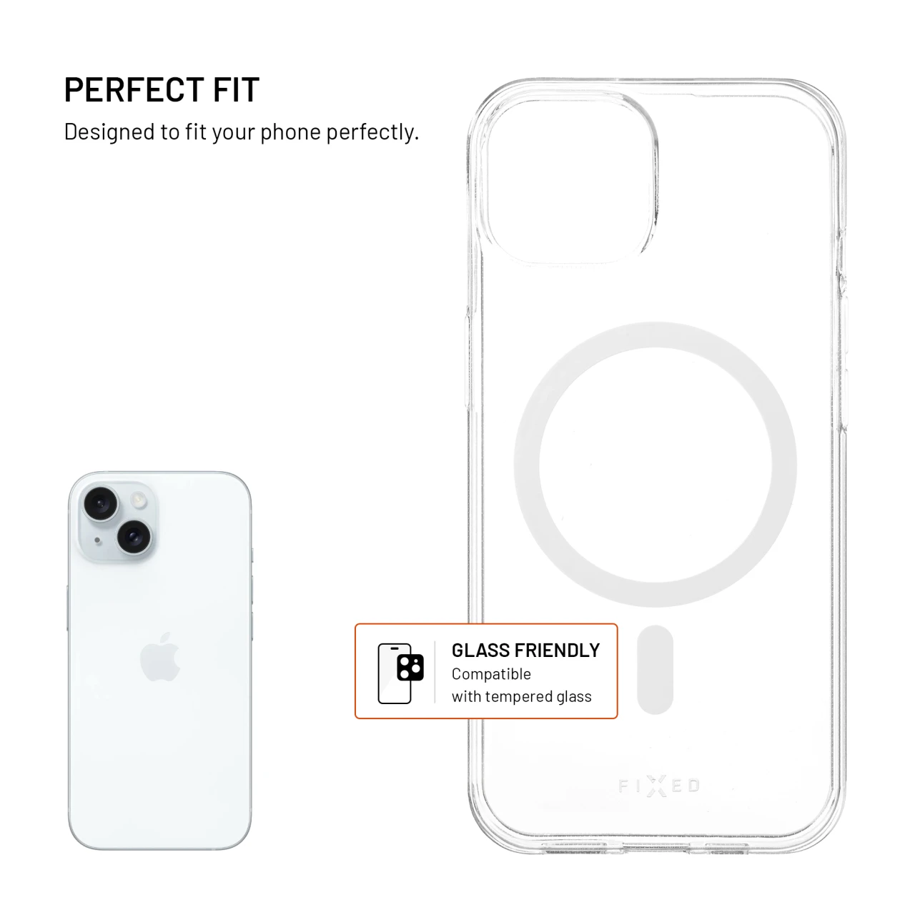 TPU gelový kryt FIXED MagStory AntiUV s podporou MagSafe pro Apple iPhone 15, čirý
