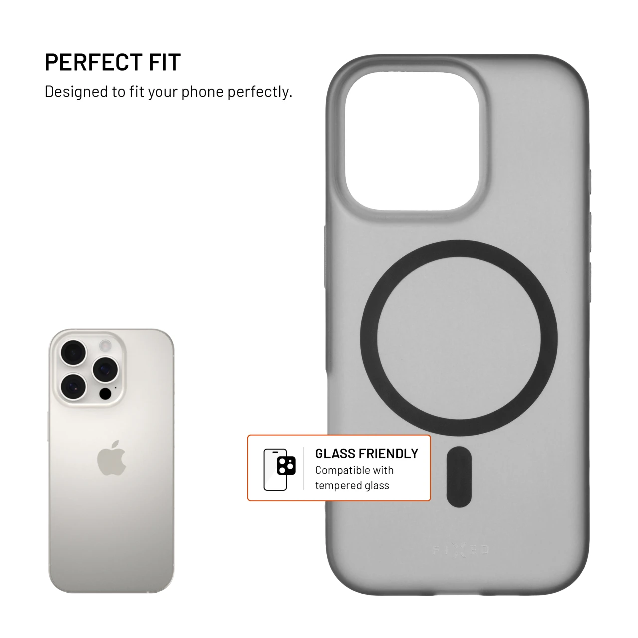 TPU gelový kryt FIXED MagStory s podporou MagSafe pro Apple iPhone 16 Pro, kouřový