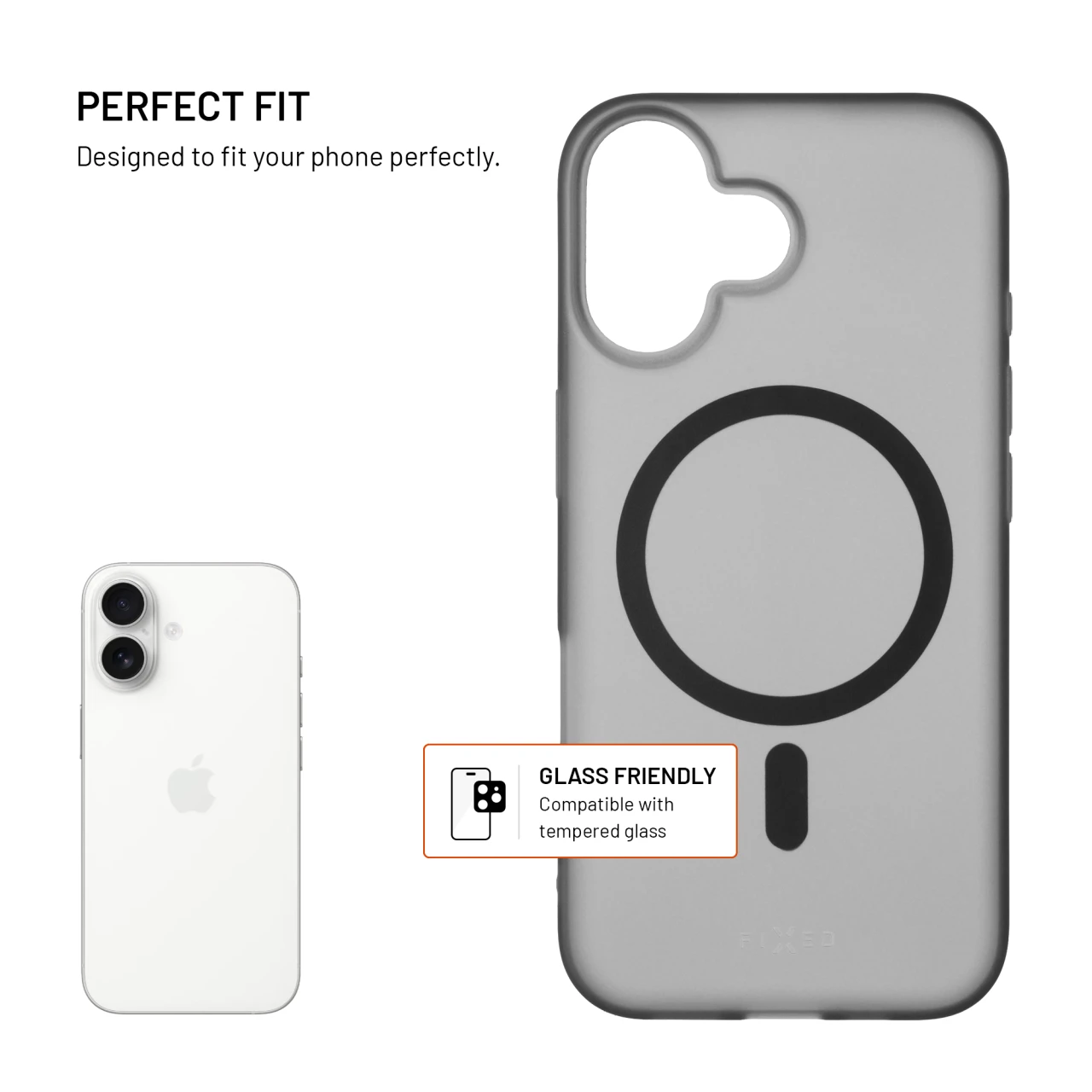 TPU gelový kryt FIXED MagStory s podporou MagSafe pro Apple iPhone 16, kouřový