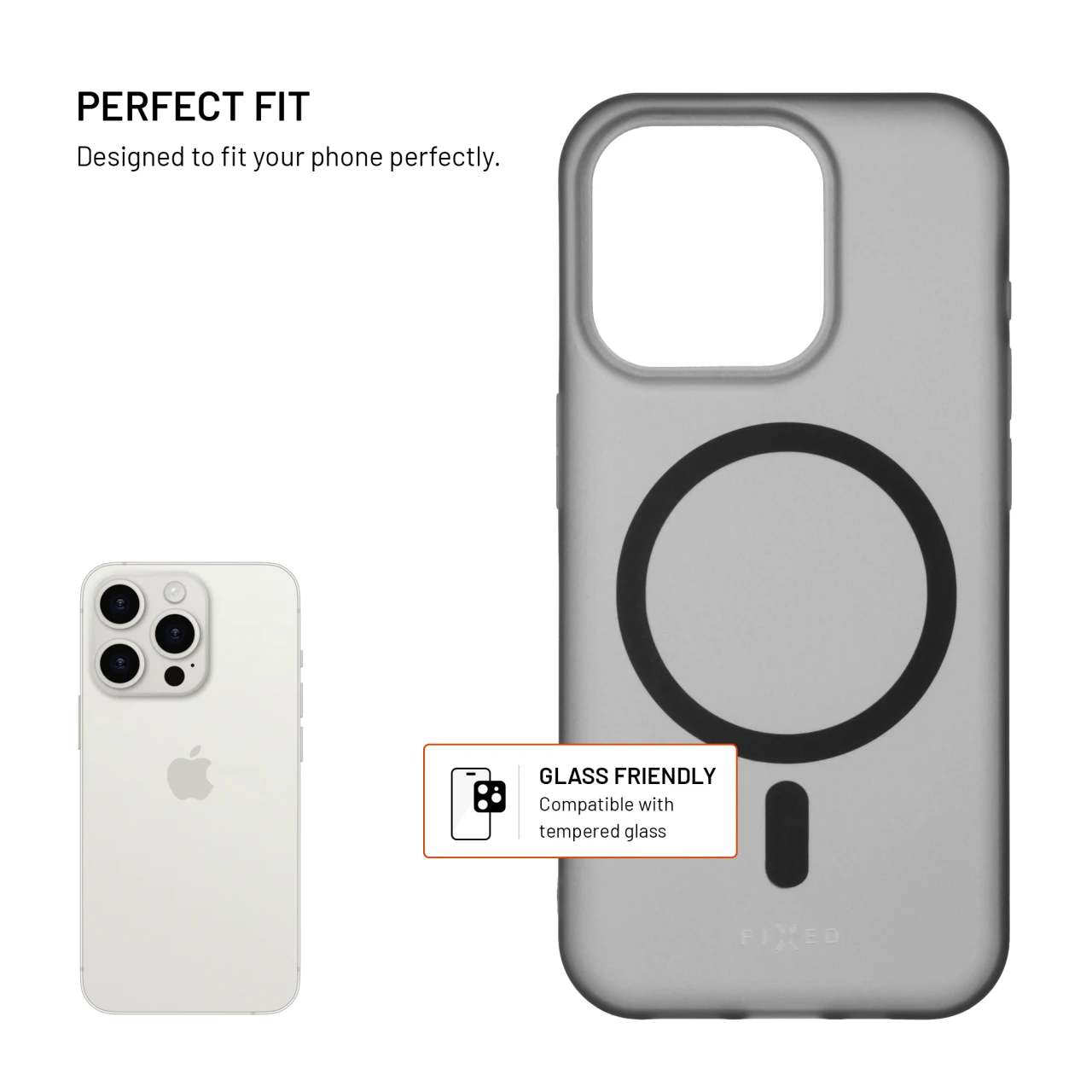 TPU gelový kryt FIXED MagStory s podporou MagSafe pro Apple iPhone 15 Pro, kouřový