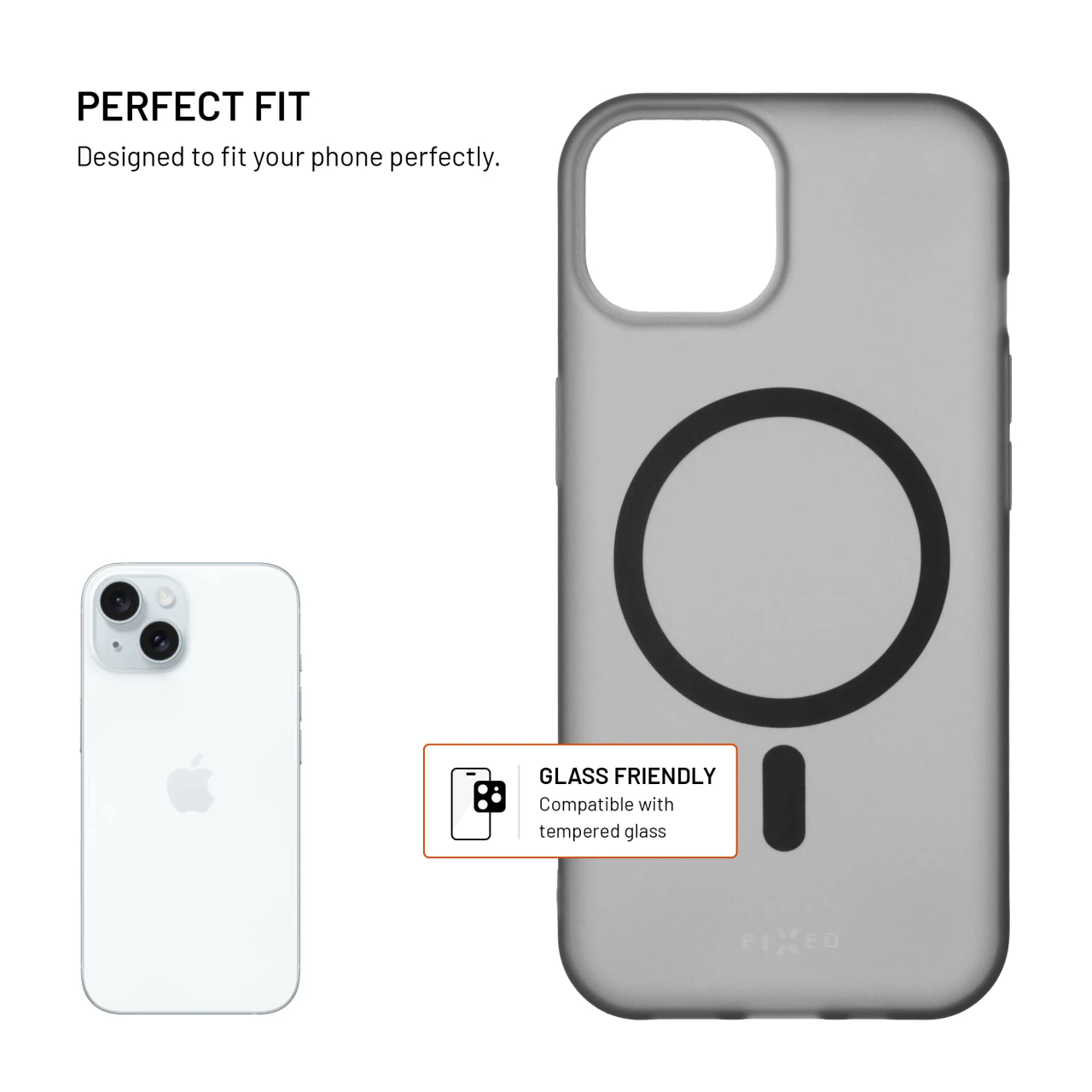 TPU gelový kryt FIXED MagStory s podporou MagSafe pro Apple iPhone 15, kouřový