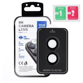 Ochranné sklo Blue Star Easy Install Tempered Glass Camera Lens Protector pro Xiaomi Redmi 15 4G / 15 5G, černá