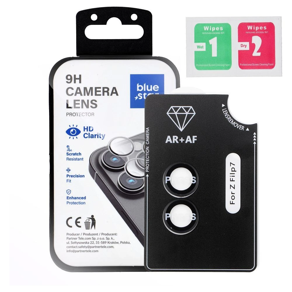 Tempered Glass Camera Lens Protector for Samsung FLIP 7 Blue Star Easy Install black