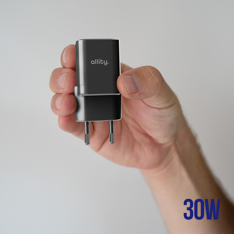 Nabíječka do sítě Allity ATC-01-30WAC 30W, 1xUSB, 1xUSB-C, černá