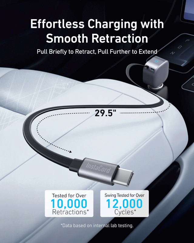 Nabíječka do auta Anker Nano 75W s navíjecím kabelem USB-C, šedá
