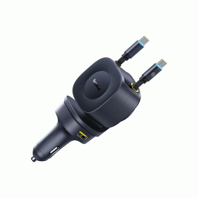 Nabíječka do auta Baseus PrimeTrip VR2 Max 100W s navíjecími kabely 2x USB-C, 1xUSB-C, 1x USB, černá