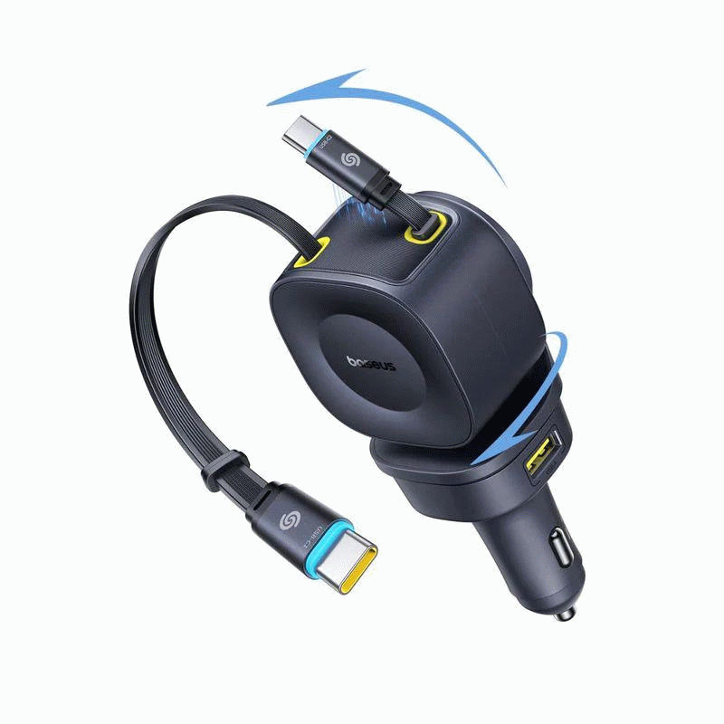 Nabíječka do auta Baseus PrimeTrip VR2 Max 100W s navíjecími kabely 2x USB-C, 1xUSB-C, 1x USB, černá