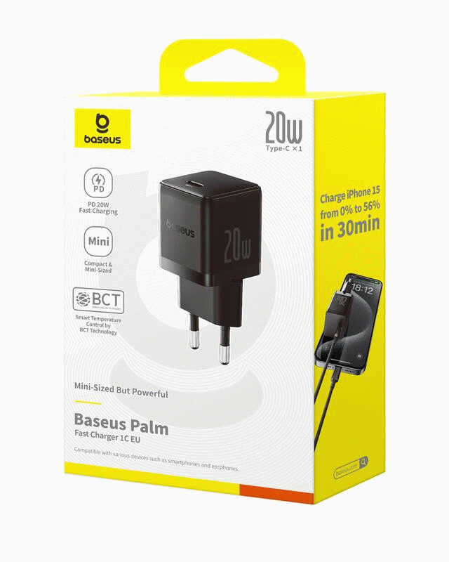 Nabíječka do sítě Baseus Palm 20W, 1xUSB-C, černá