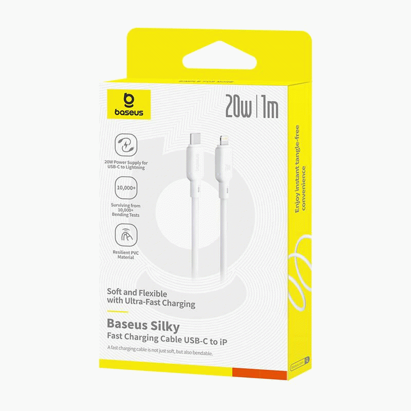 Datový kabel Baseus Silky USB-C/Lightning 1m 20W, bílá