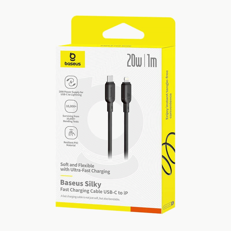 Kabel Baseus Silky USB-C/Lightning 1m 20W, černá