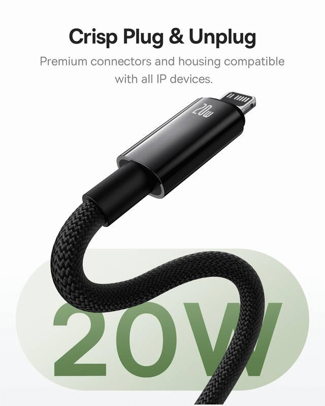 Magnetický kabel Baseus Tungsten USB-C/Lightning 1m 20W, černá
