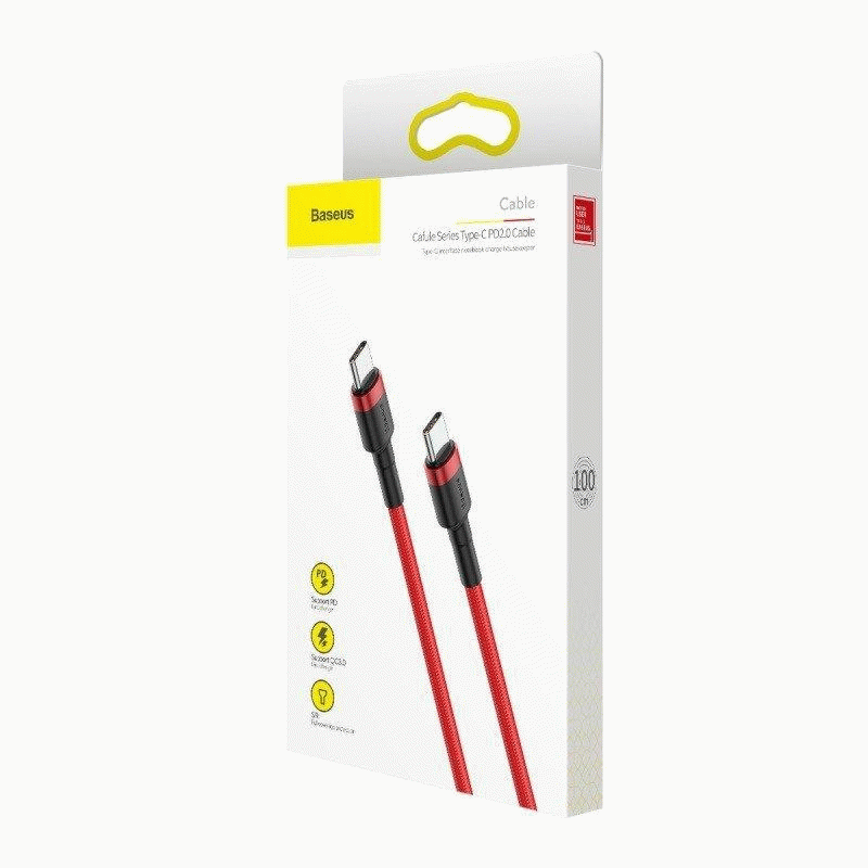 Kabel Baseus Cafule USB-C/USB-C 1m 60W, červená