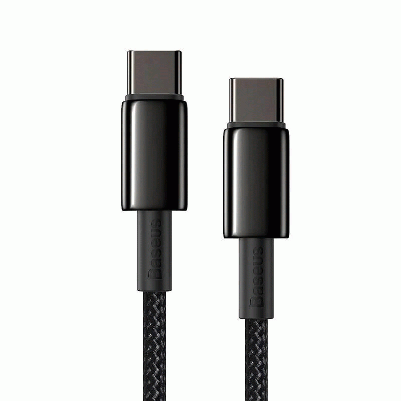 Datový kabel Baseus Tungsten Gold USB-C/USB-C 2m 100W, černá
