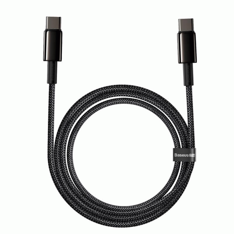 Datový kabel Baseus Tungsten Gold USB-C/USB-C 2m 100W, černá