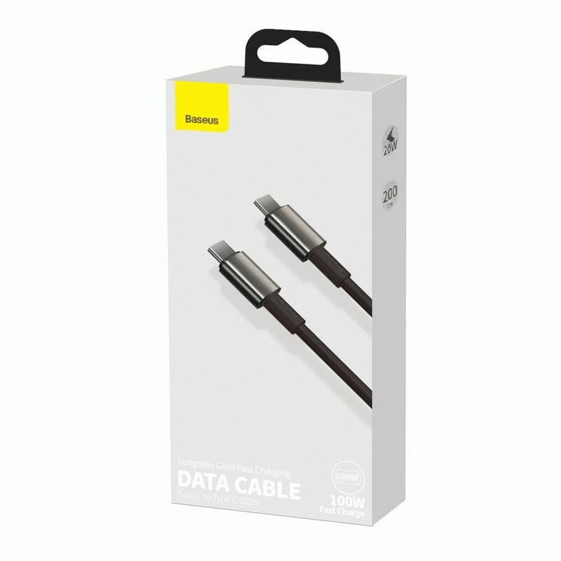 Datový kabel Baseus Tungsten Gold USB-C/USB-C 2m 100W, černá