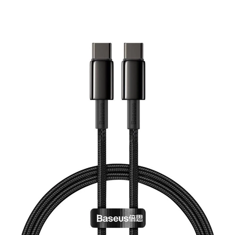 Datový kabel Baseus Tungsten Gold USB-C/USB-C 2m 100W, černá
