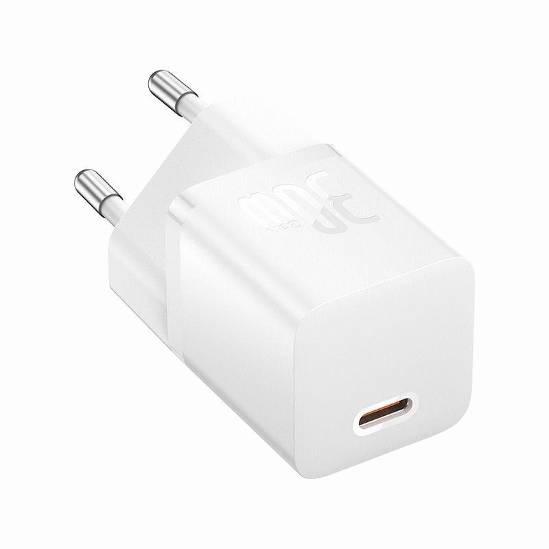 Nabíječka do sítě Baseus GaN5 30W s USB-C/USB-C kabelem 100W 1m, 1xUSB-C, bílá