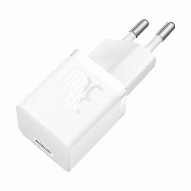 Nabíječka do sítě Baseus GaN5 30W s USB-C/USB-C kabelem 100W 1m, 1xUSB-C, bílá