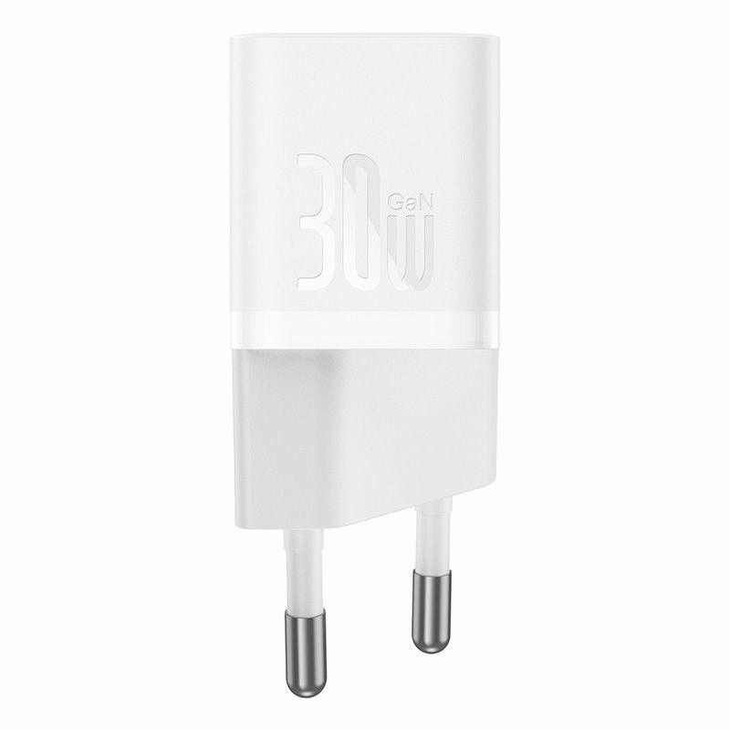 Nabíječka do sítě Baseus GaN5 30W s USB-C/USB-C kabelem 100W 1m, 1xUSB-C, bílá