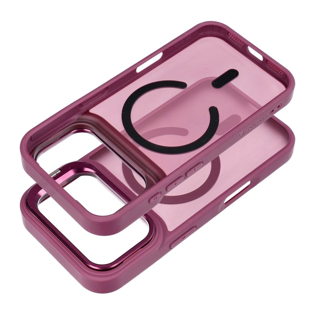 Case for iPhone 17 Pro / 18 Pro Forcell F-Protect Shadow Stand Premium compatible with MagSafe dark cherry