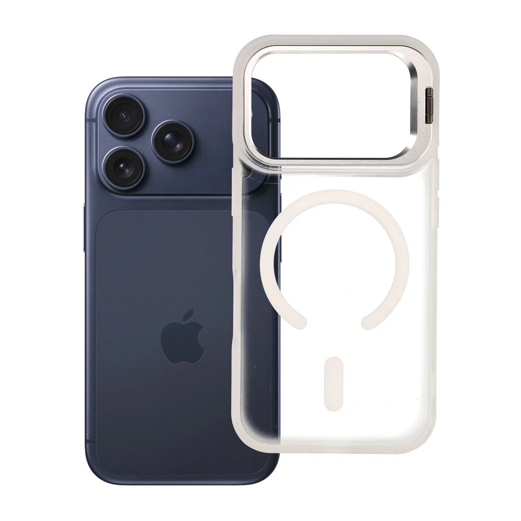 Case for iPhone 17 Pro / 18 Pro Forcell F-Protect Shadow Stand Premium compatible with MagSafe silver