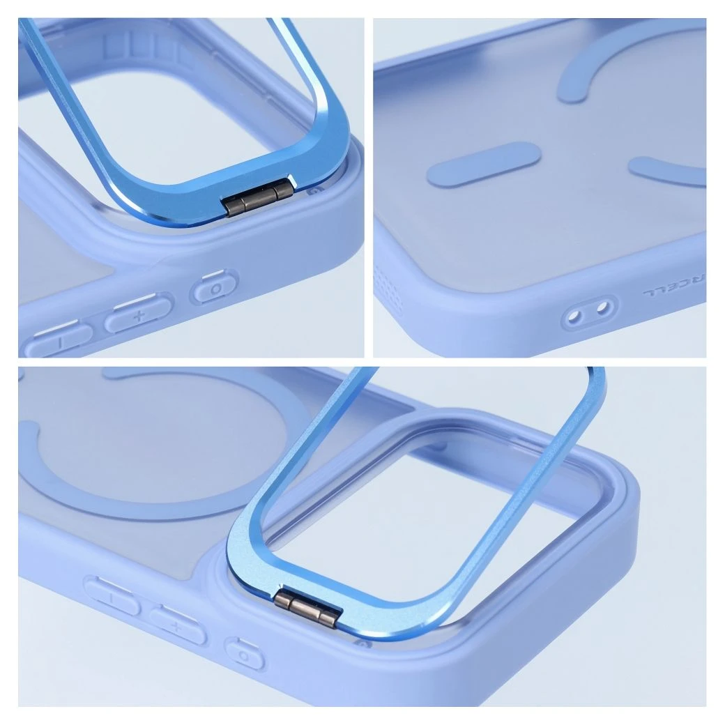 Case for iPhone 17 Pro / 18 Pro Forcell F-Protect Shadow Stand Premium compatible with MagSafe light blue