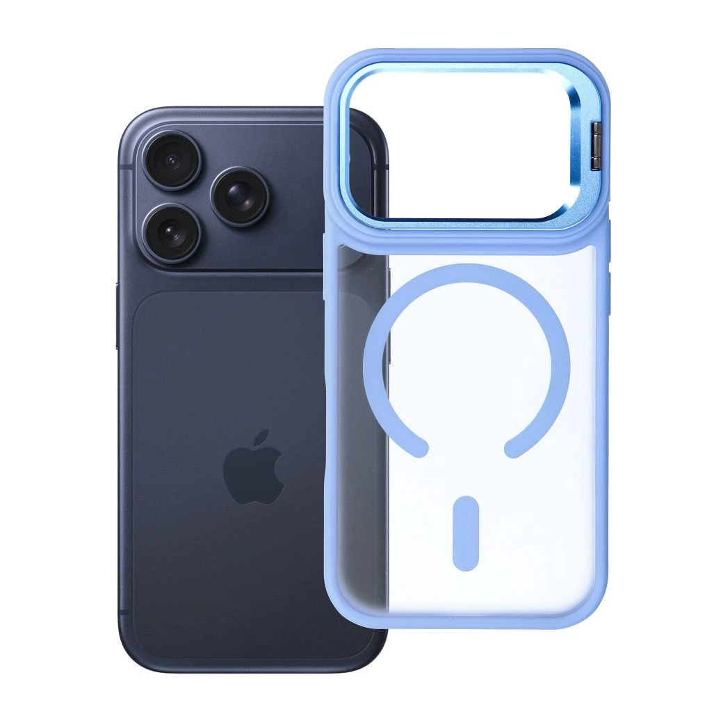 Case for iPhone 17 Pro / 18 Pro Forcell F-Protect Shadow Stand Premium compatible with MagSafe light blue