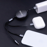 Navíjecí kabel Forever 3v1 USB/2xUSB-C, Lightning 1,2m 100W, černá