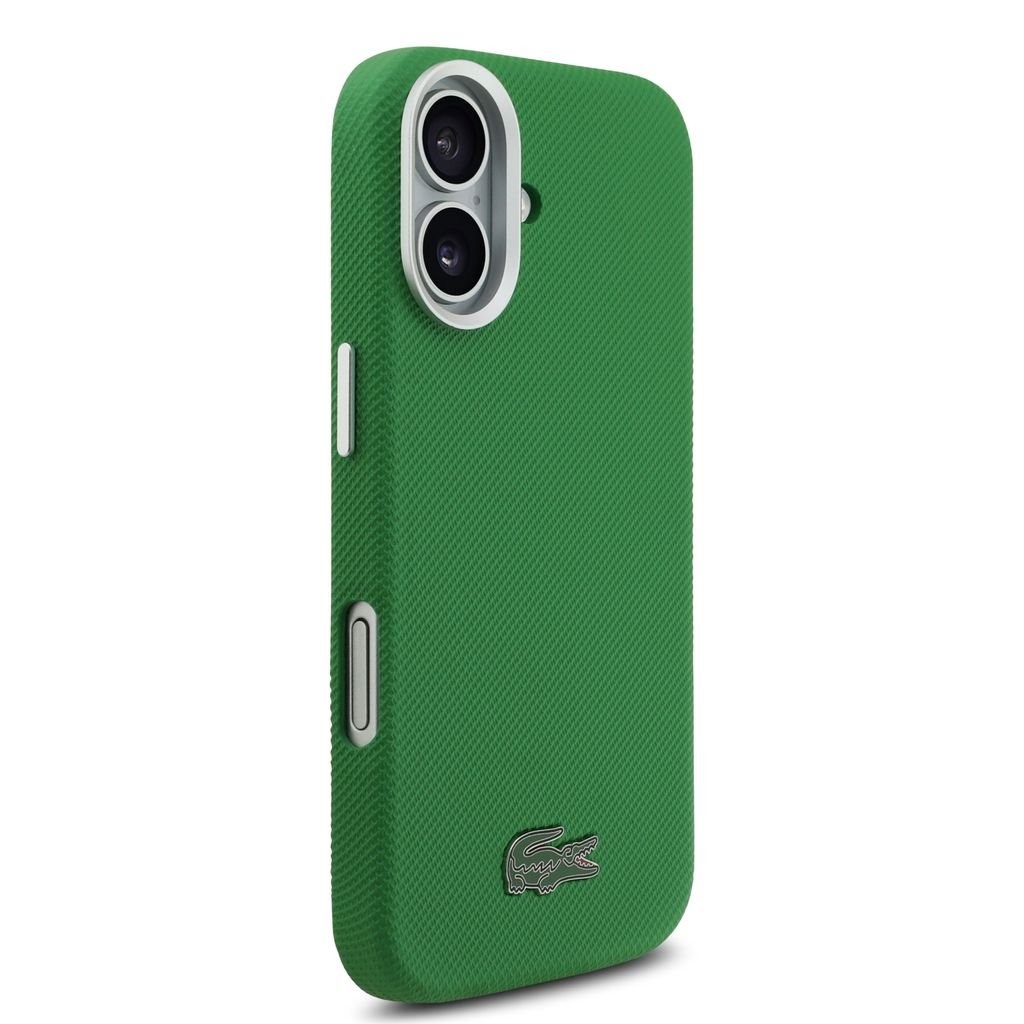 Zadní kryt Lacoste PVC Iconic Petit Pique Metal Logo MagSafe pro Apple iPhone 18 Pro, estragon