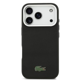 Zadní kryt Lacoste PVC Iconic Petit Pique Metal Logo MagSafe pro Apple iPhone 18 Pro Max, černá