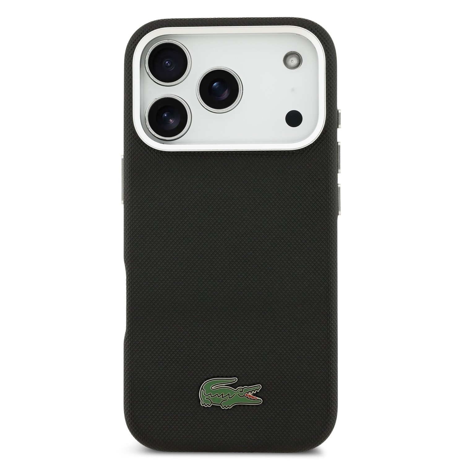 Zadní kryt Lacoste PVC Iconic Petit Pique Metal Logo MagSafe pro Apple iPhone 18 Pro, černá