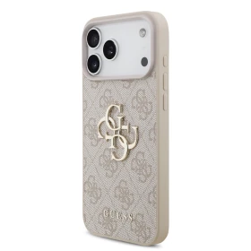 Zadní kryt Guess PU 4G Metal Logo pro Apple iPhone 18 Pro Max, růžová