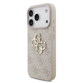 Zadní kryt Guess PU 4G Metal Logo pro Apple iPhone 18 Pro, růžová