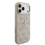 Guess PU Leather 4G Metal Logo Gold Frame Zadní Kryt pro iPhone 18 Pro Max Pink