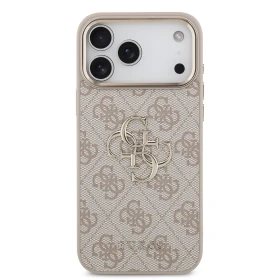 Zadní kryt Guess PU Leather 4G Metal Logo Gold Frame pro Apple iPhone 18 Pro Max, růžová