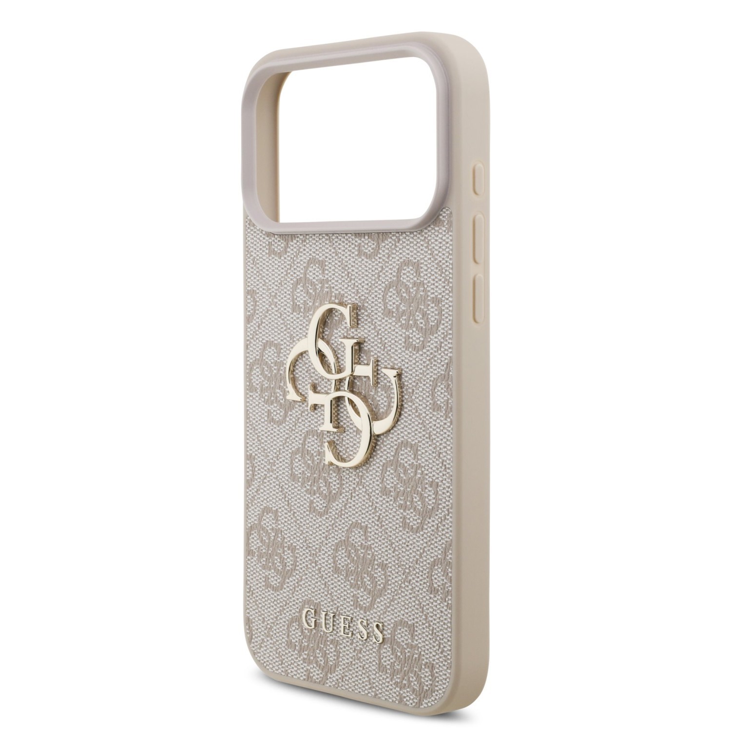 Zadní kryt Guess PU 4G Metal Logo Strap pro Apple iPhone 18 Pro Max, růžová