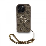 Zadní kryt Guess PU 4G Metal Logo Strap pro Apple iPhone 18 Pro, hnědá