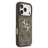 Zadní kryt Guess PU 4G Metal Logo Strap pro Apple iPhone 18 Pro, hnědá